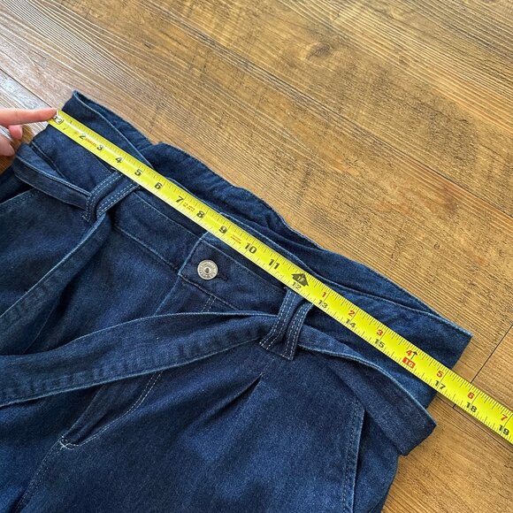 Paige Harper Belted High Rise Wide Leg Jeans Womens Size 32 Dark Wash - Picture 7 of 11